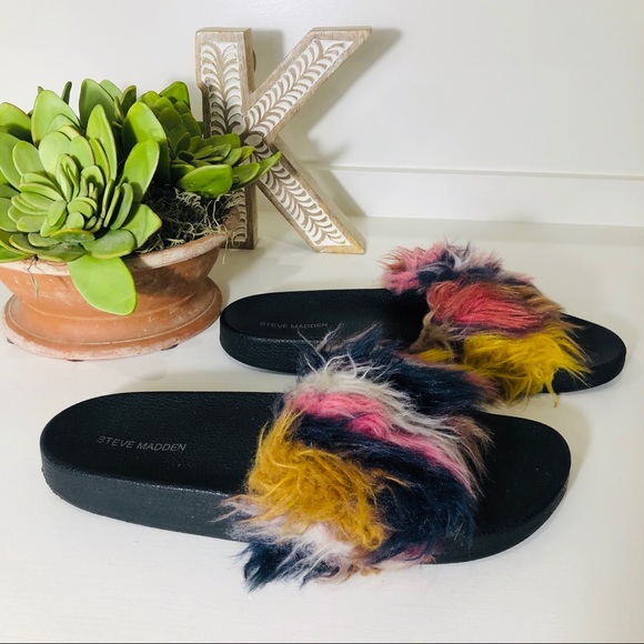 Steve Madden Shoes - Steve Madden Multi Color Softey Slide Sandals
